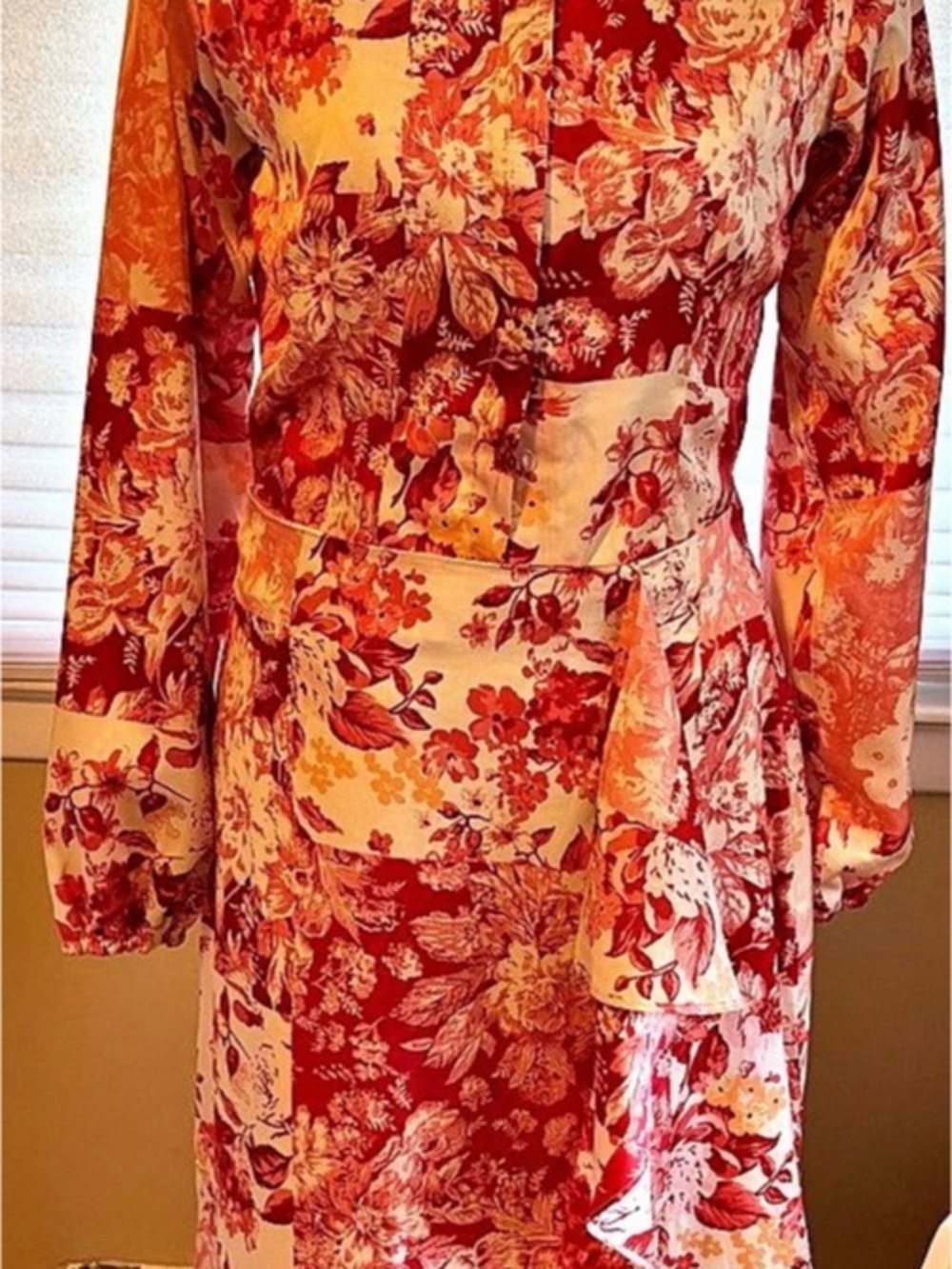 Udel Floral Maxi Dress in Red & Pink 
Top size S Skirt size M